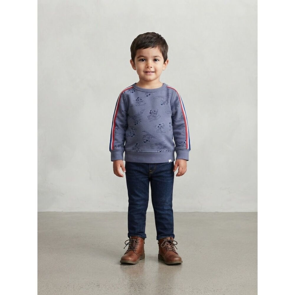 Baby Gap Disney Mickey Mouse Ski Sweatshirt Navy Blue Stripe 18-24M